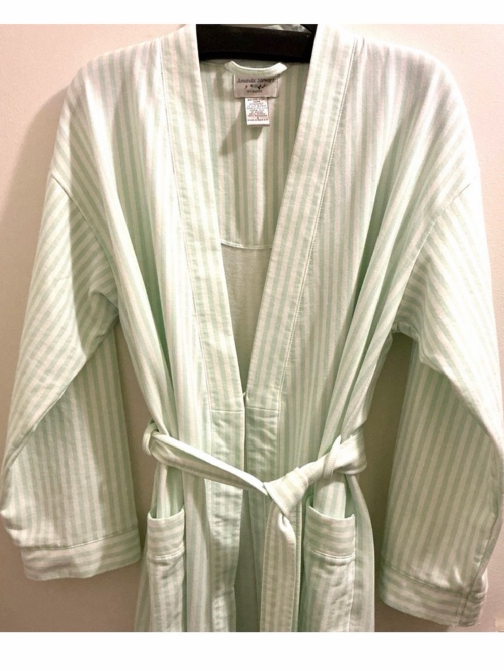 Mint Green Striped Robe - Picture 2 of 12